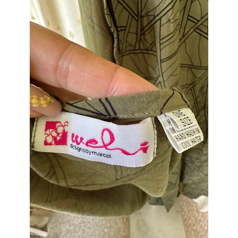 Wehi Designs Hawaiian Aloha Olive Green Graphic Print Scarf Shawl Headwrap